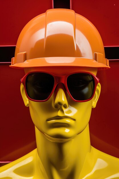 Arbeidsdag werknemer hamer veiligheidshelm Maximale geelrode kleur