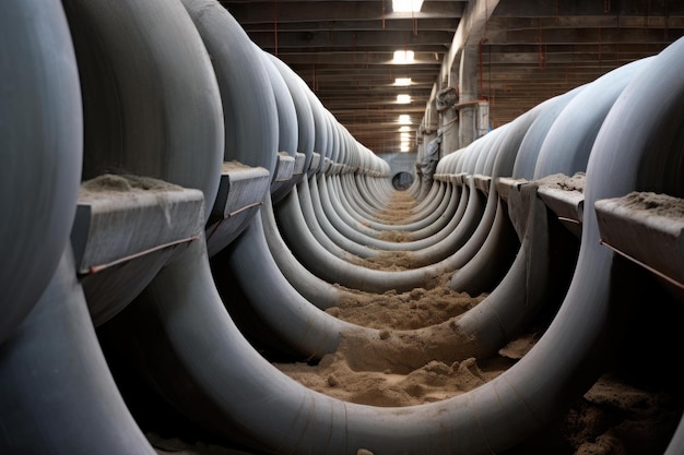 Foto arbeidsintensieve leidingen voor het installeren van betonnen tunnels generate ai