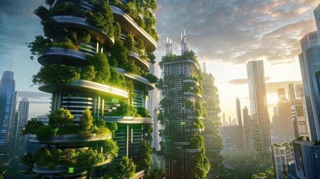 Foto arbor day herdenken met een futuristisch natuurscène