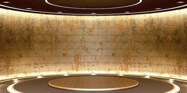 arc shaped stage circular room round podium round screen curved dome 3d illustration great hall