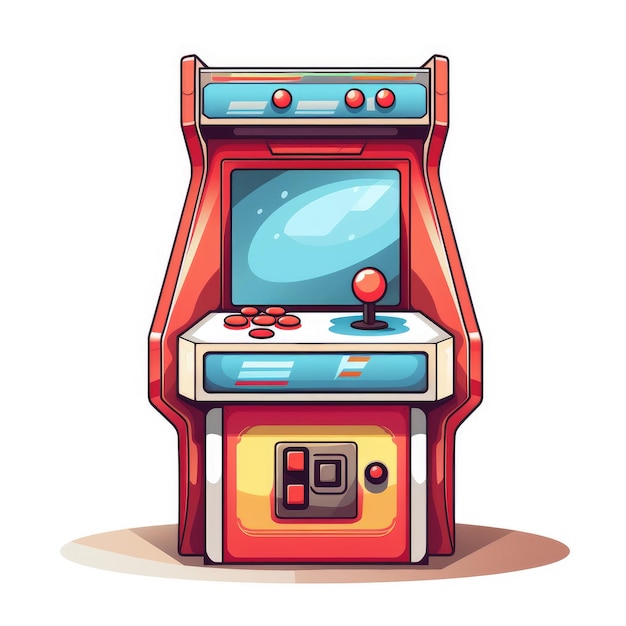 Arcade Adventures Een levendige vectorillustratie van een cartoon arcade spelmachine op een witte achtergrond