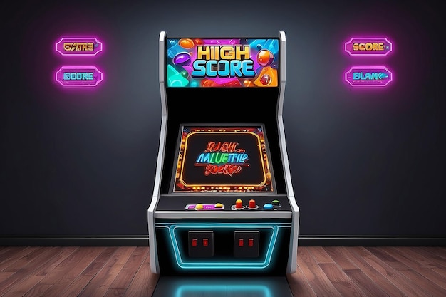 Arcade Game Room High Score Signage Mockup met lege witte lege ruimte voor het plaatsen van uw ontwerp