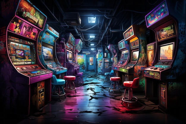 Arcade games hall vector illustratie