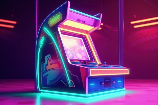 Arcade machine 80s and 90s retro nostalgia concept digital illustration Generative AI