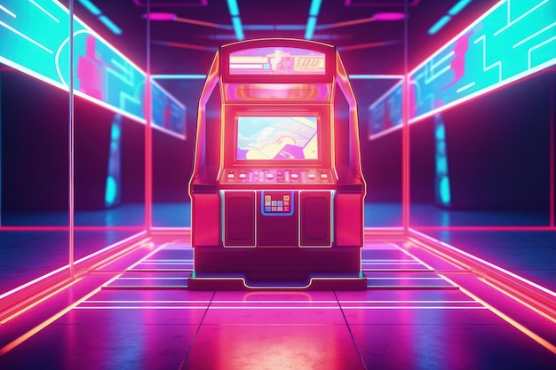 Foto arcade machine 80s en 90s retro nostalgie concept digitale illustratie generatieve ai