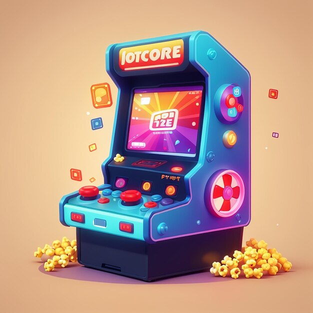 Arcade Machine Cartoon Vector Icon Illustration Game Technology Icon Concept Isolated Premium Vector Flat Cartoon Style