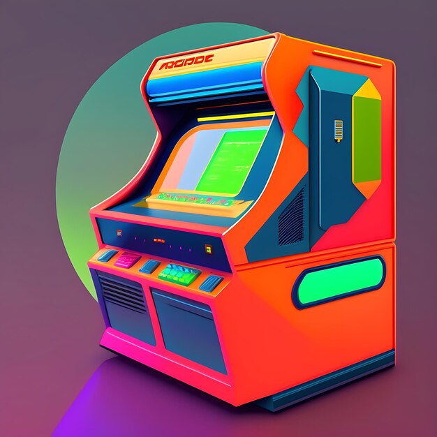 Photo arcade machine illustration 80s closeup