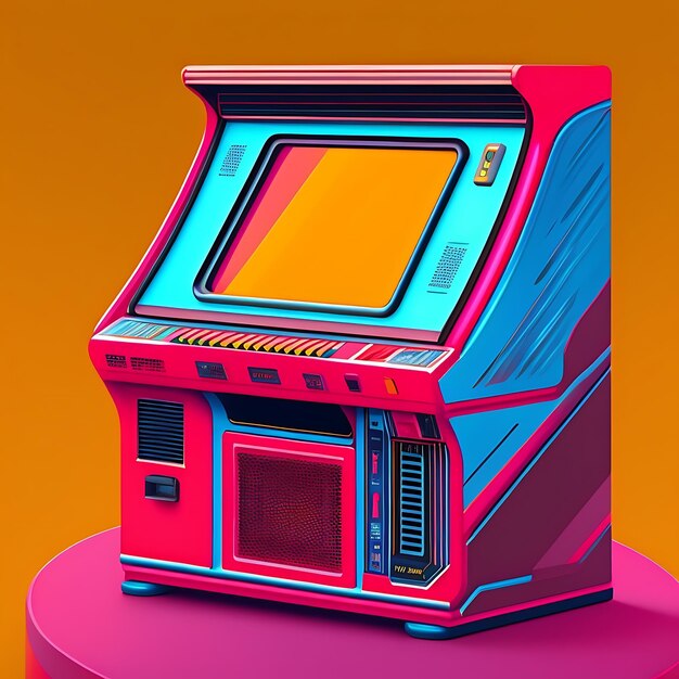 Arcade machine illustration 80s closeup