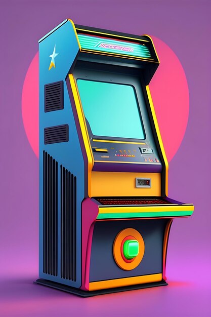 Arcade machine illustration 80s closeup