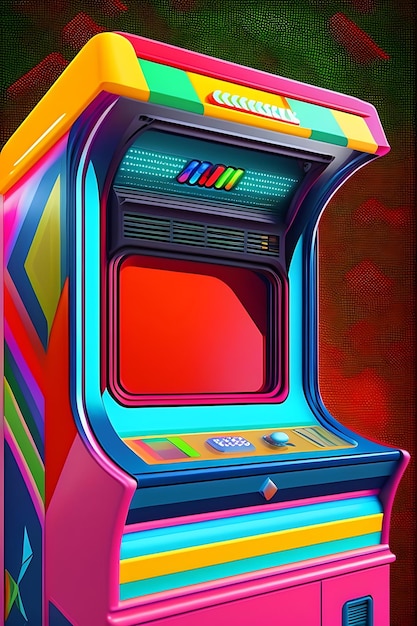 Arcade machine illustration 80s closeup