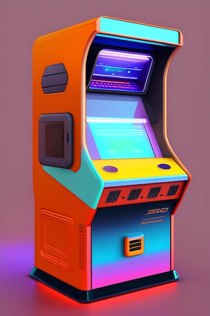 Arcade machine illustration 80s closeup