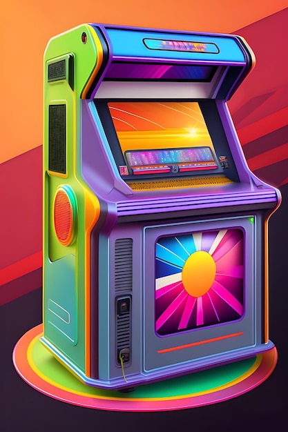 Arcade machine illustration 80s closeup