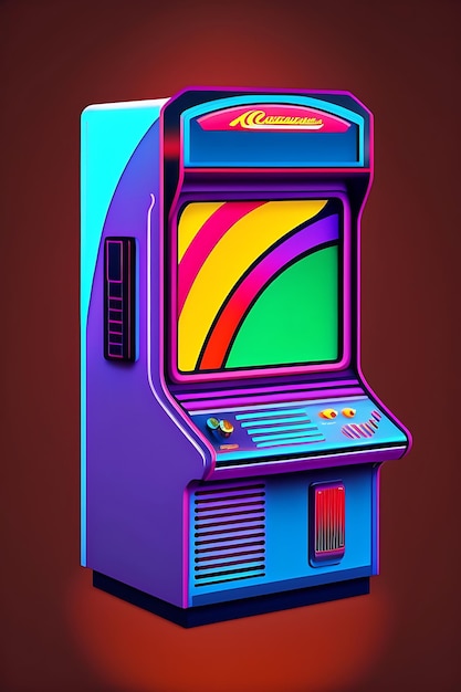 Arcade machine illustration 80s closeup