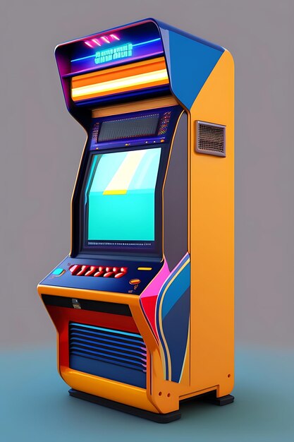 Arcade machine illustration 80s closeup