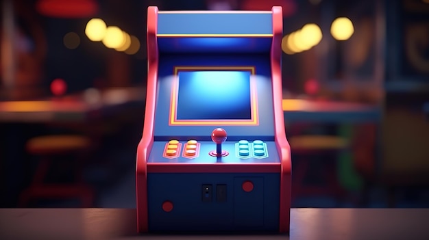 Photo arcade machine with joystick and buttons in 3d rendering picture