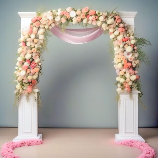 An arch for the bride and groom decorated with flowers