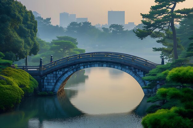 Photo the arch bridge amayama castle