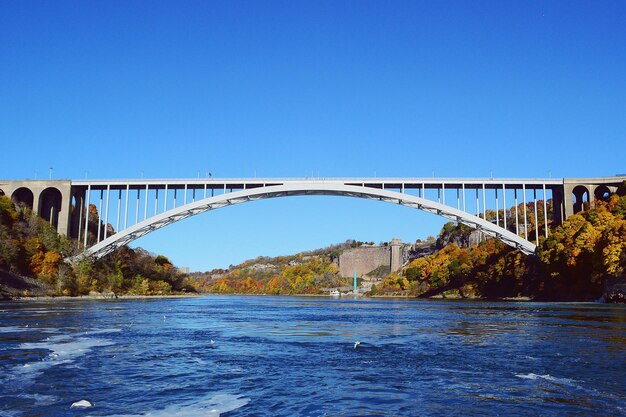 Photo arch bridge over river against clear blue sky