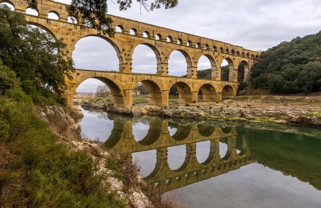 Arch bridge over water