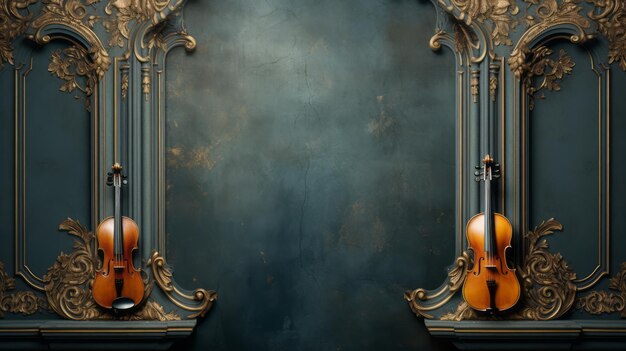 사진 바이올린 을 가진 기둥 프레임