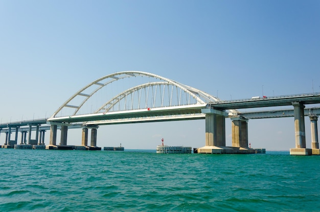 The arch of the Crimean Bridge. A bridge connecting Crimea and the Caucasus.