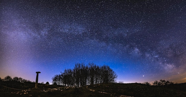 Arch of the milky way at night from the valley of lesaka\
navarra