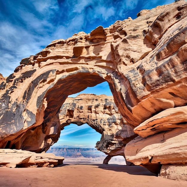 Arch in the rock Desert natural landscape Timna Park Israel