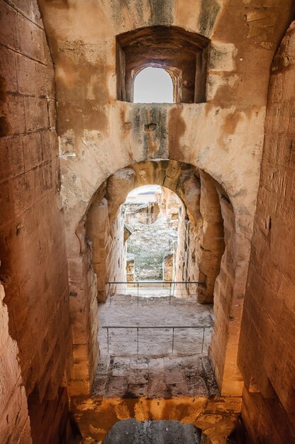 Arch in ruins of the largest coliseum North Africa El JemTunisia UNESCO