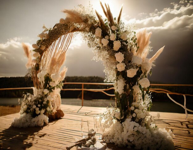 arch wedding moment decorations wedding altar made of fresh flowers