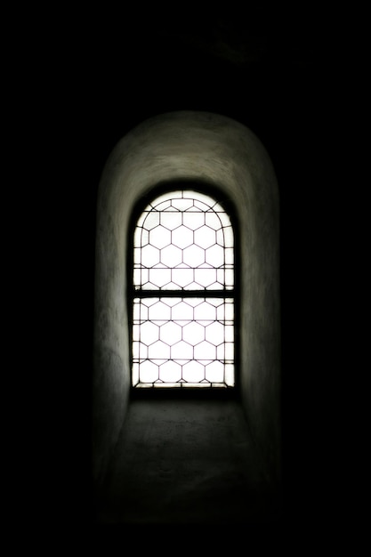 Arch window in building