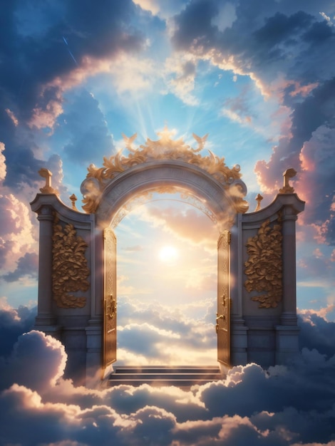 arch with clouds and sun in the sky