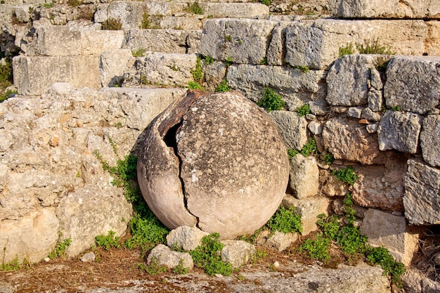 アポロ神殿コリント ギリシャの遺跡発掘現場