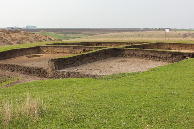 Archaeological excavations, remains of the settlement, the scythians fossils