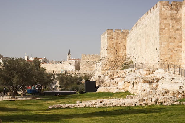 Archaeological park in the old city walls near the Jaffa Gate