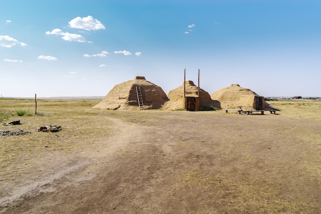 Archaeological reconstruction of a Stone Age dwelling exterior