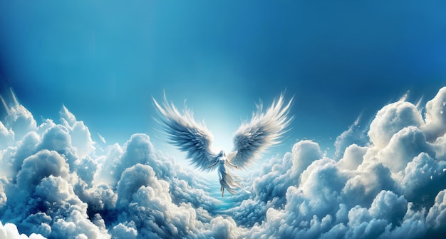 Архангел Небесный ангельский дух с крыльями Иллюстрация абстрактный ангел Вера В загробную жизнь Баннер