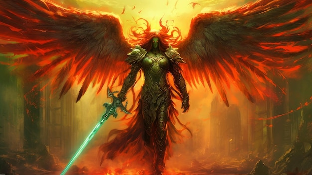 Archangel warrior with sword