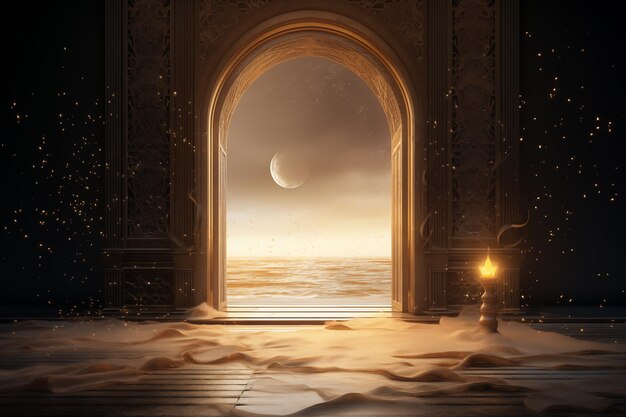 arched gate to the desert Ramadan background