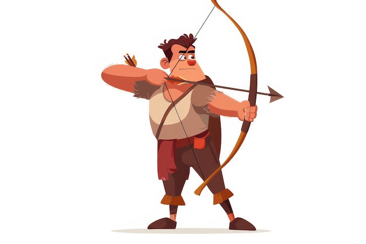 Photo archer preparing to shoot aiming up expressive cartoonish character ar 32 style raw v 6 job id f2bc59d22999459b87bb8dbc1ae51019