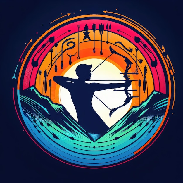 Archery logo design colorful vector illustration