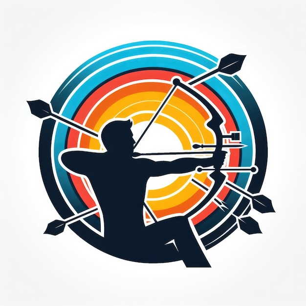 Дизайн логотипа стрельбы из лука красочная векторная иллюстрация