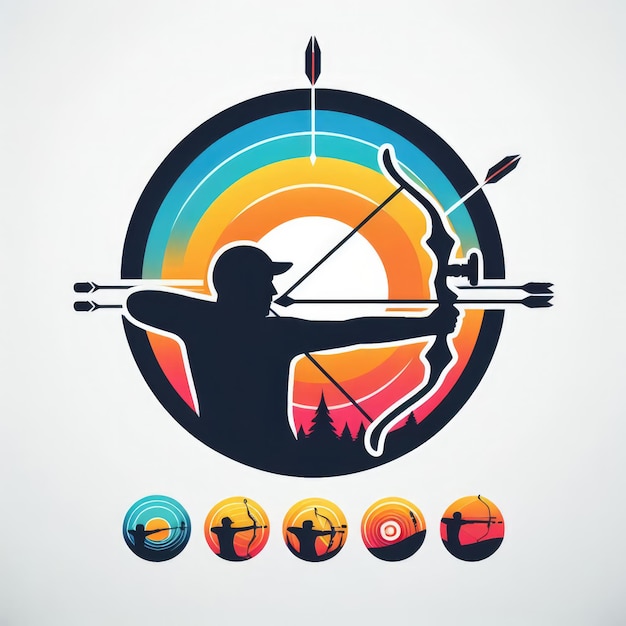 Archery logo design colorful vector illustration