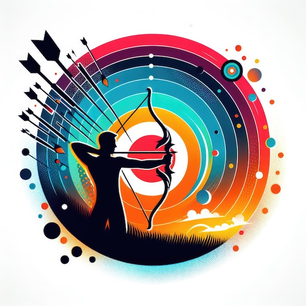 Archery logo design colorful vector illustration