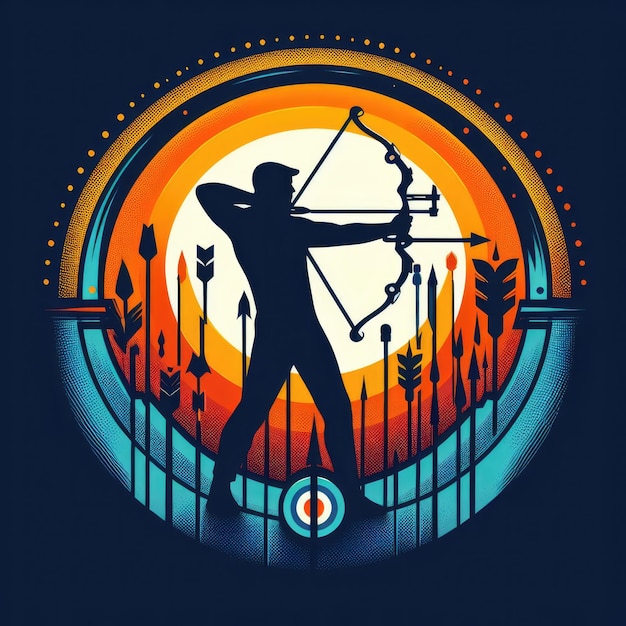 Archery logo ontwerp kleurrijke vector illustratie