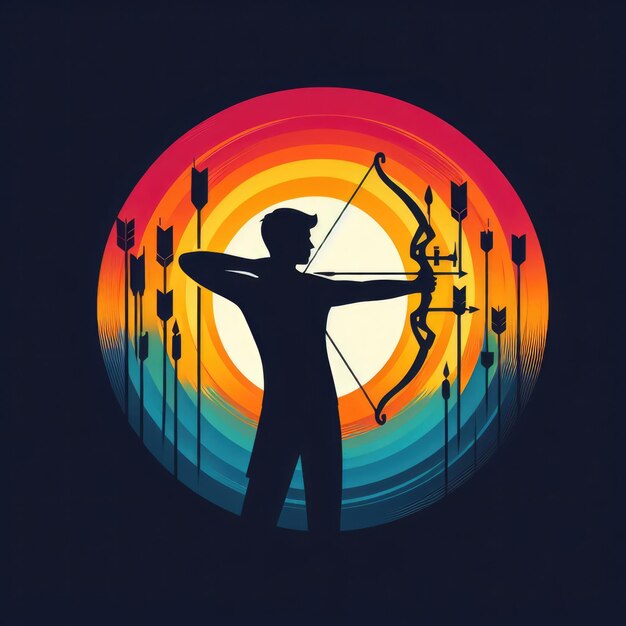 Archery logo ontwerp kleurrijke vector illustratie