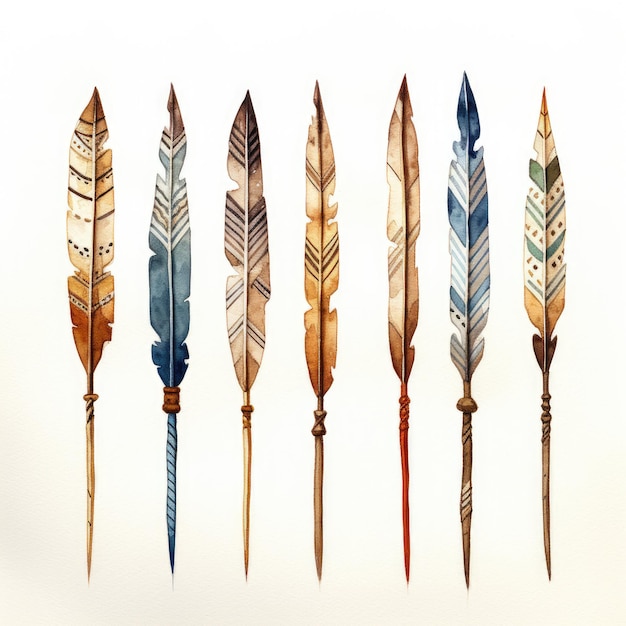 Archery through the Ages Capturing 500 BC with Watercolor Arrows on a 300 dpi White Background