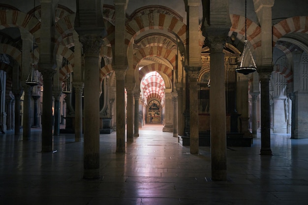 Arches and columns of the MosqueCathedral of Cordoba Andalusia Spain