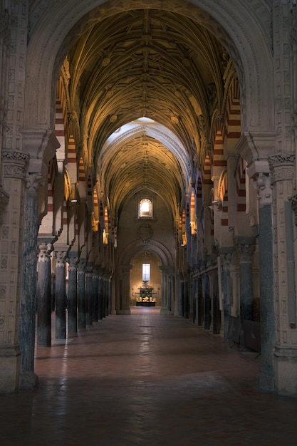 Arches and columns of the MosqueCathedral of Cordoba Andalusia Spain