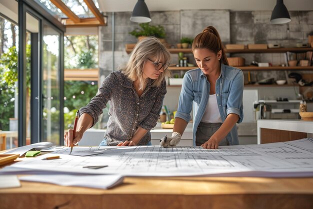 architect aan het werk voor een blauwdruk