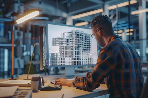 Premium Photo | Architect designing building on computer